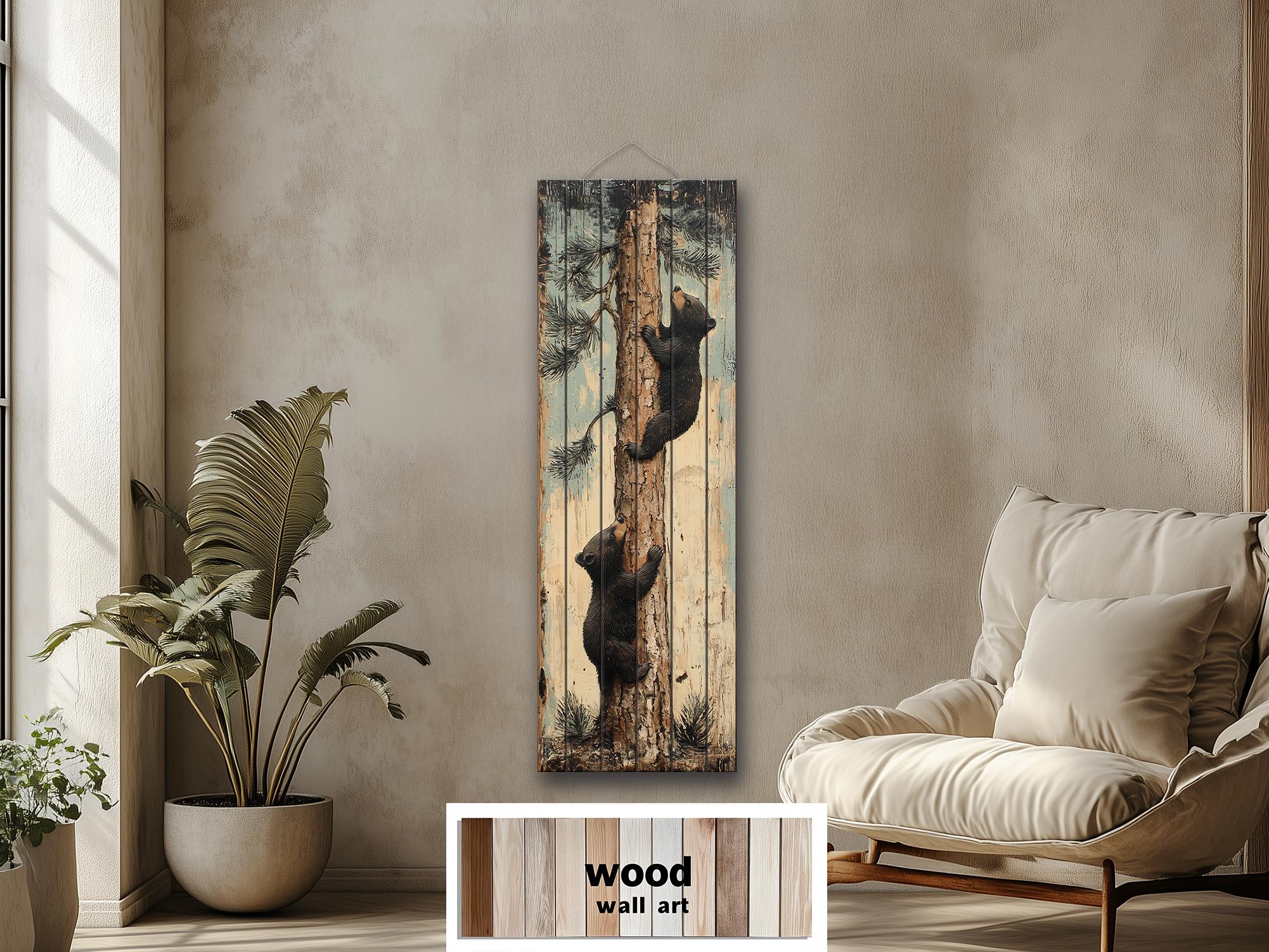 絵画 bear and cube Bear Art PRINT, Momma Bear and Cubs, Grizzly