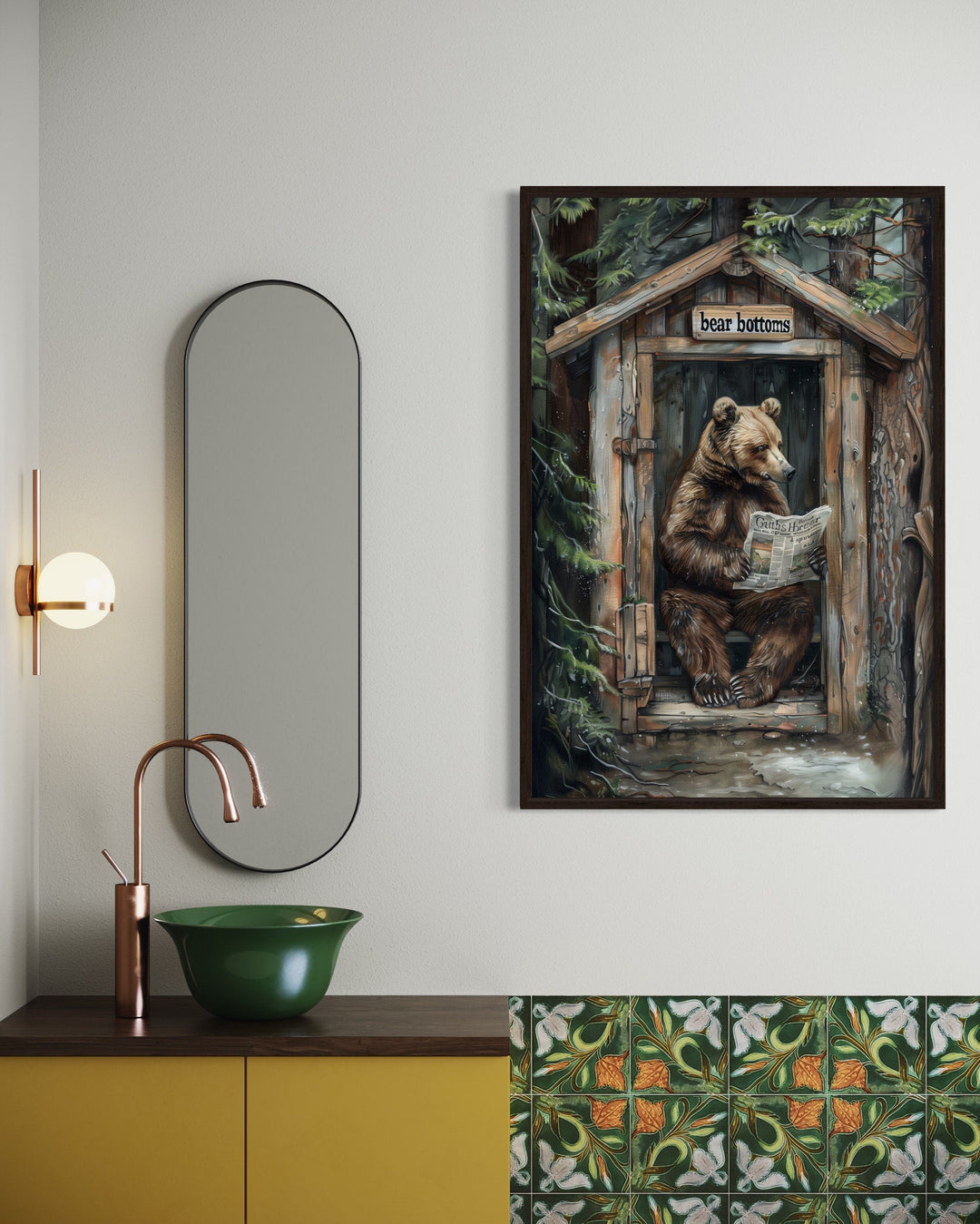 Bear In Outhouse Toilet In The Forest Reading Newspaper Cabin Picture