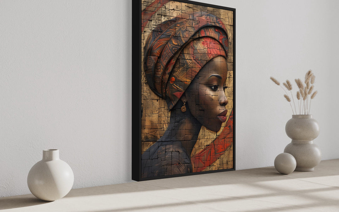 Beautiful African American Woman Framed Canvas Wall Art