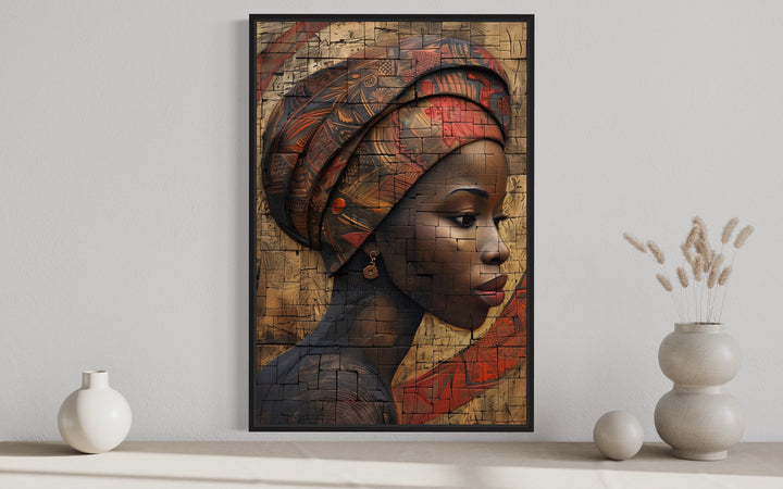 Beautiful African American Woman Framed Canvas Wall Art