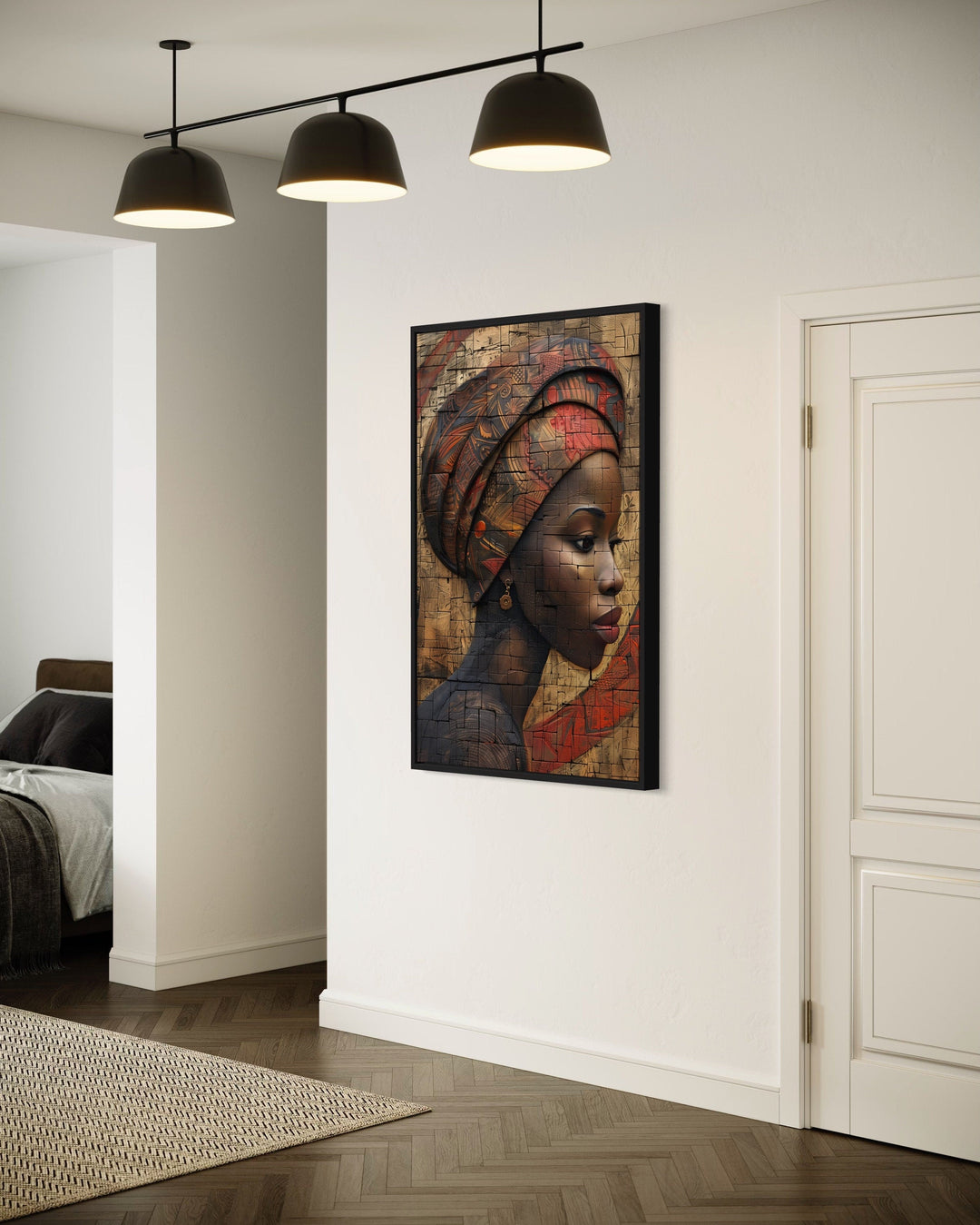 Beautiful African American Woman Framed Canvas Wall Art