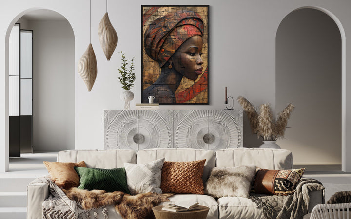 Beautiful African American Woman Framed Canvas Wall Art