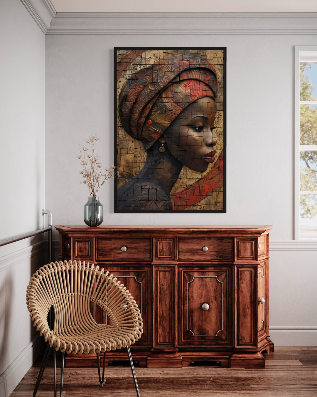 Beautiful African American Woman Framed Canvas Wall Art