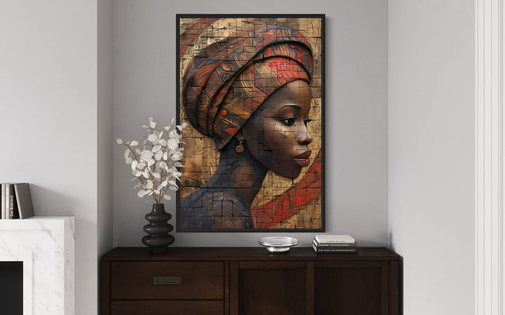 Beautiful African American Woman Framed Canvas Wall Art