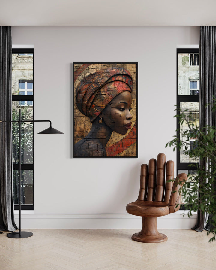 Beautiful African American Woman Framed Canvas Wall Art