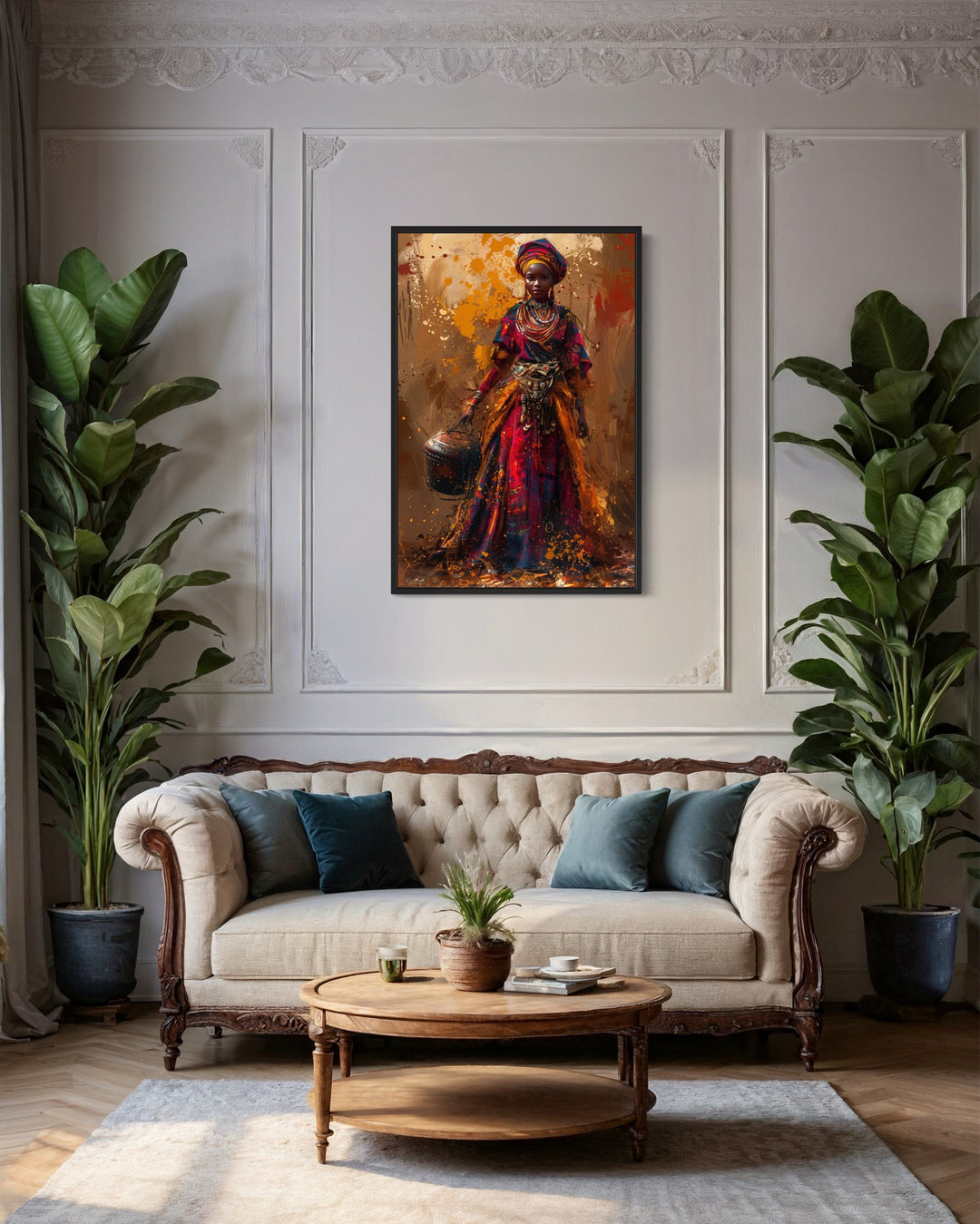 Beautiful African Woman In Traditional Clothes and Bucket Wall Art