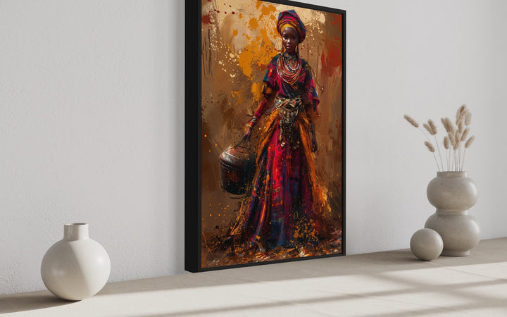 Beautiful African Woman In Traditional Clothes and Bucket Wall Art