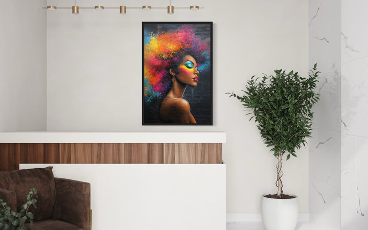 Beautiful Black Woman With Colorful Hair African American Hairdresser Canvas Wall Art