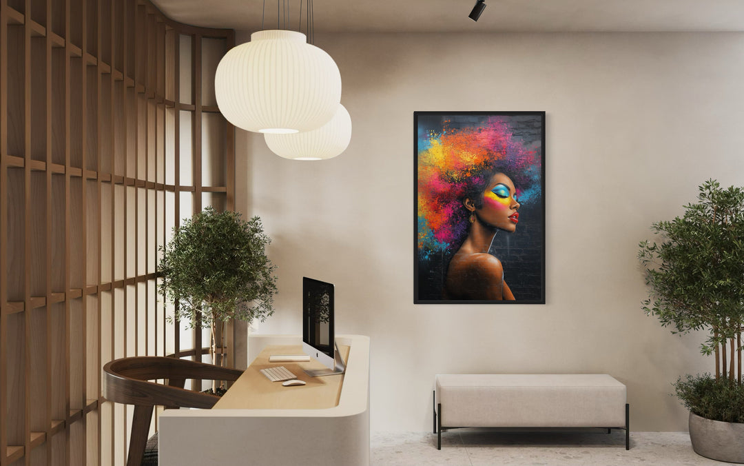 Beautiful Black Woman With Colorful Hair African American Hairdresser Canvas Wall Art