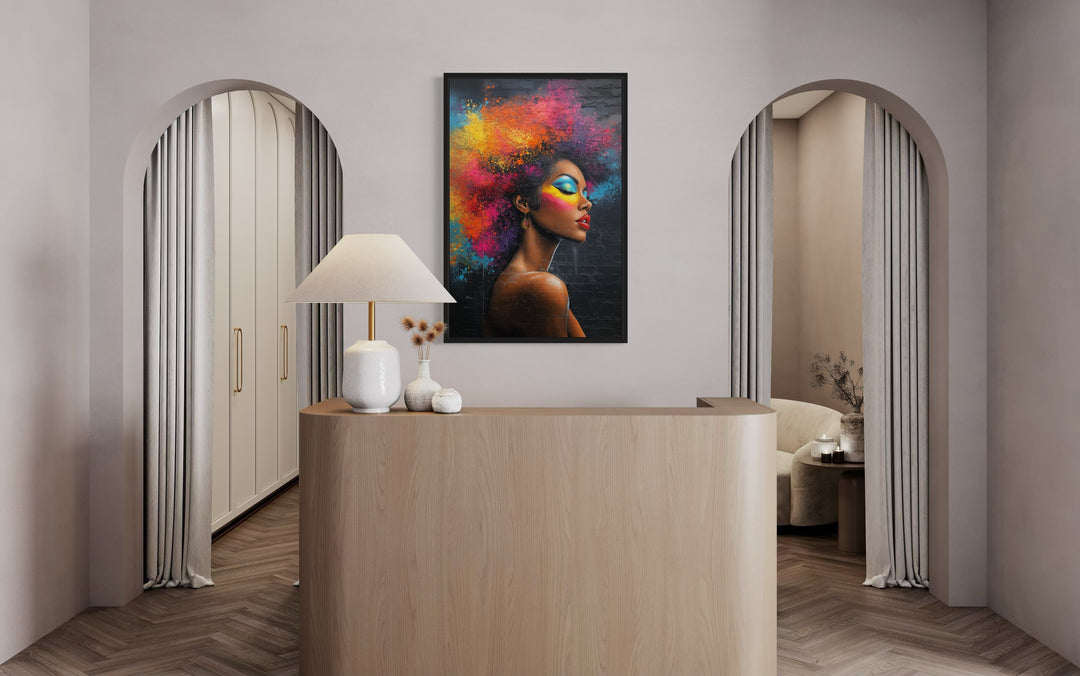 Beautiful Black Woman With Colorful Hair African American Hairdresser Canvas Wall Art