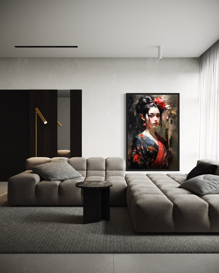 Beautiful Geisha Framed Canvas Wall Art