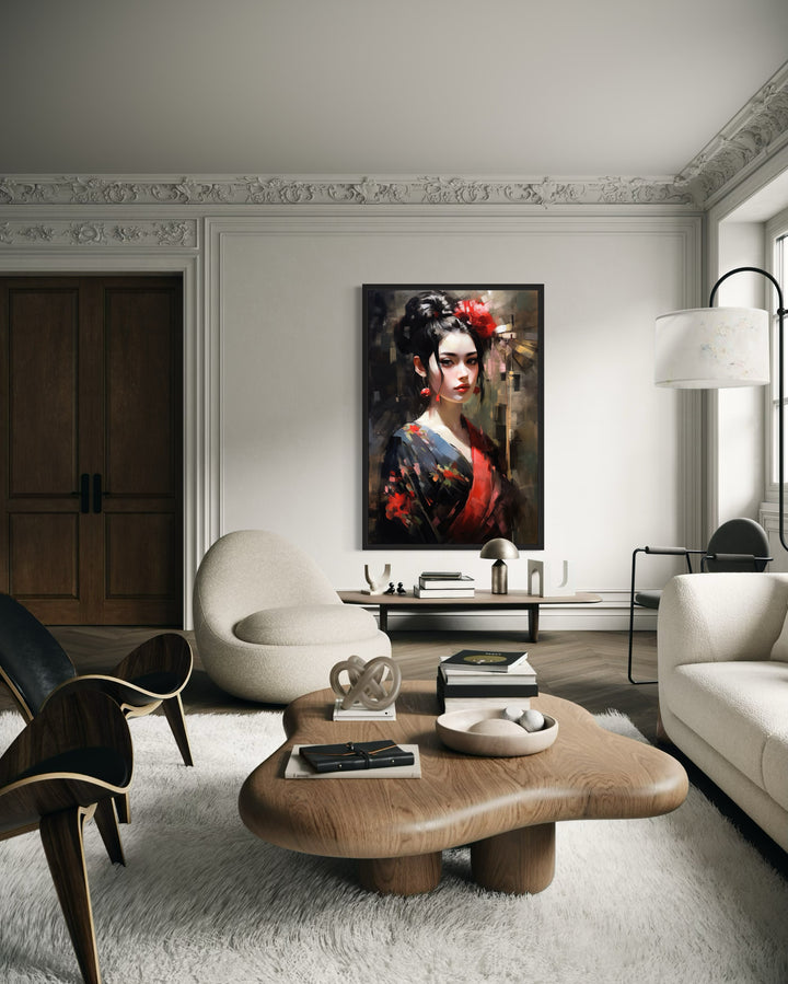 Beautiful Geisha Framed Canvas Wall Art