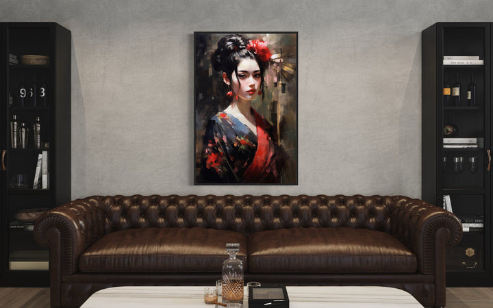 Beautiful Geisha Framed Canvas Wall Art