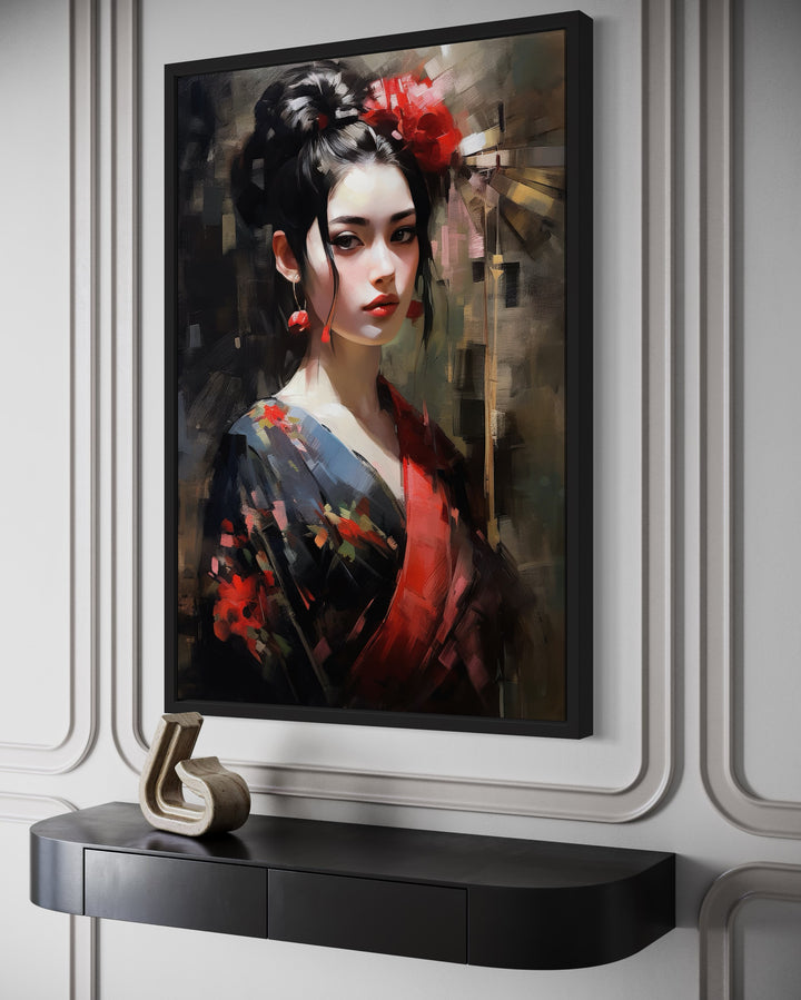 Beautiful Geisha Framed Canvas Wall Art