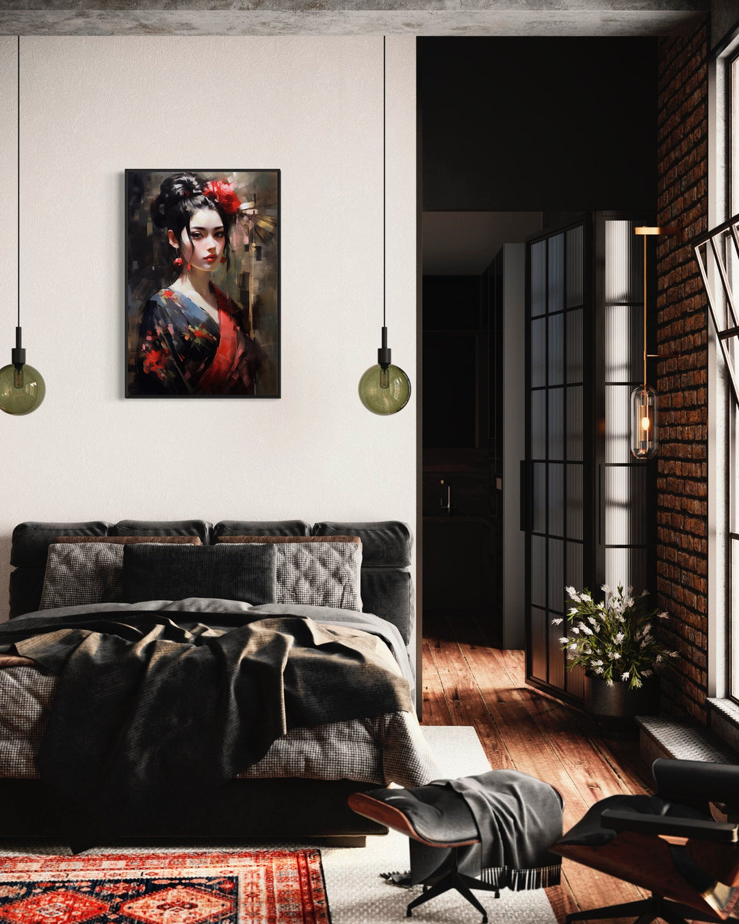 Beautiful Geisha Framed Canvas Wall Art