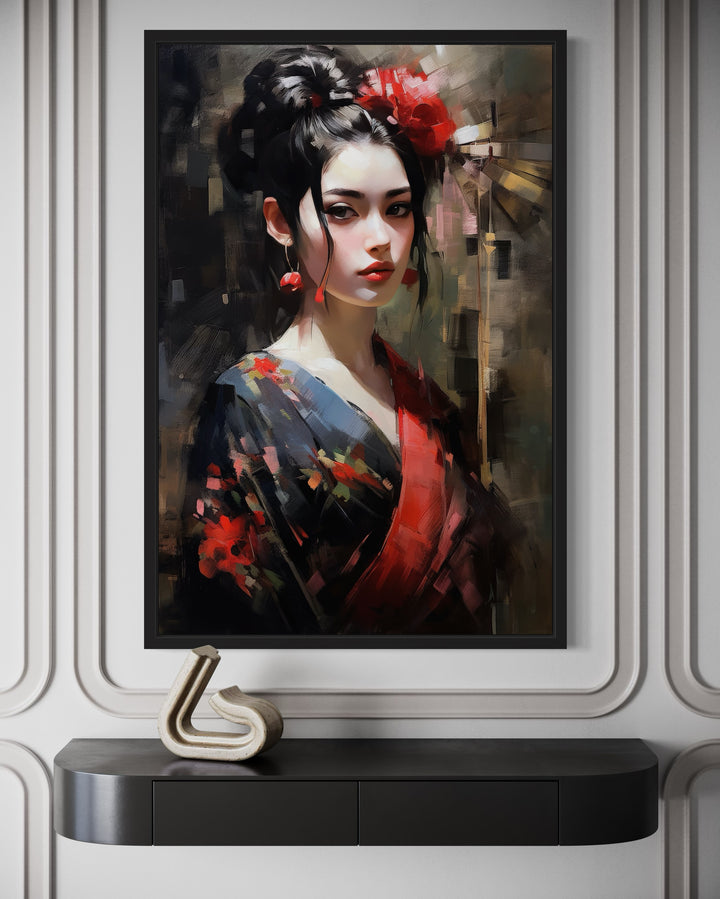 Beautiful Geisha Framed Canvas Wall Art