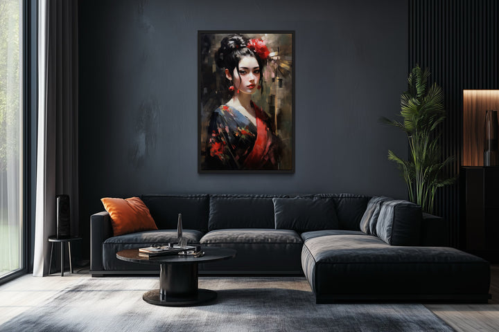 Beautiful Geisha Framed Canvas Wall Art
