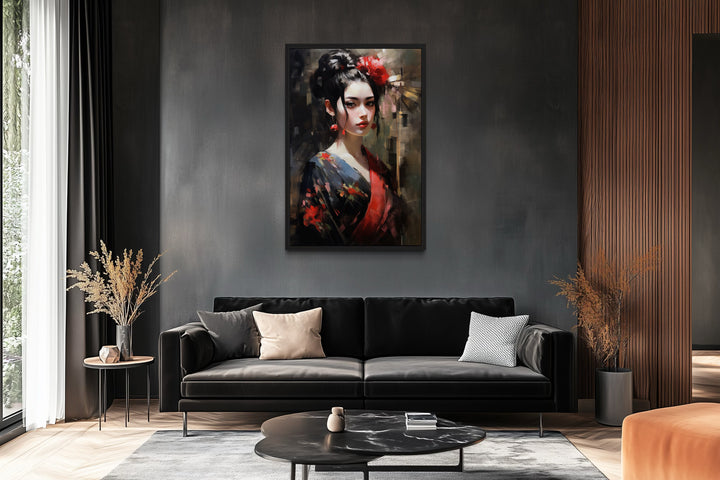 Beautiful Geisha Framed Canvas Wall Art