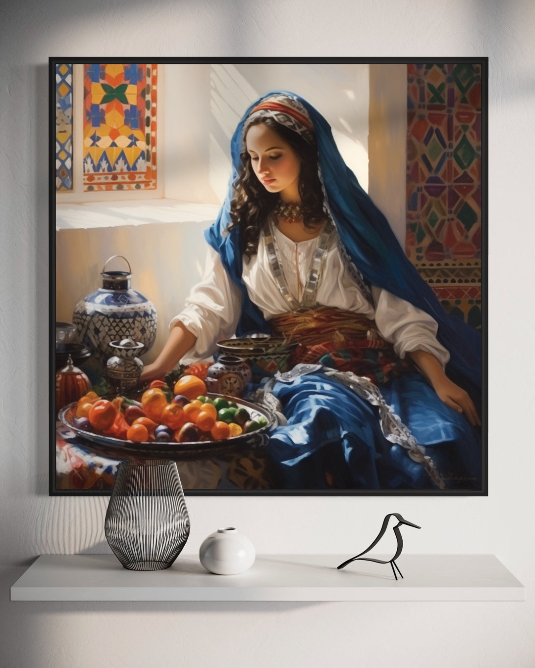 Beautiful Moroccan Woman With Fruit Near Window Kitchen Wall Art