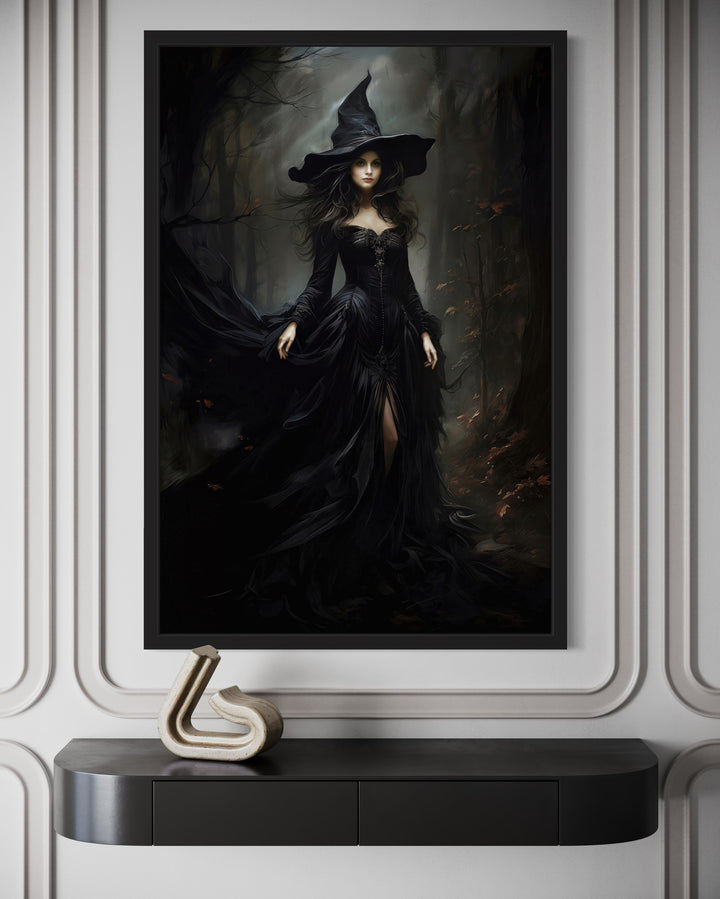 Beautiful Witch In Dark Forest Gothic Wall Decor