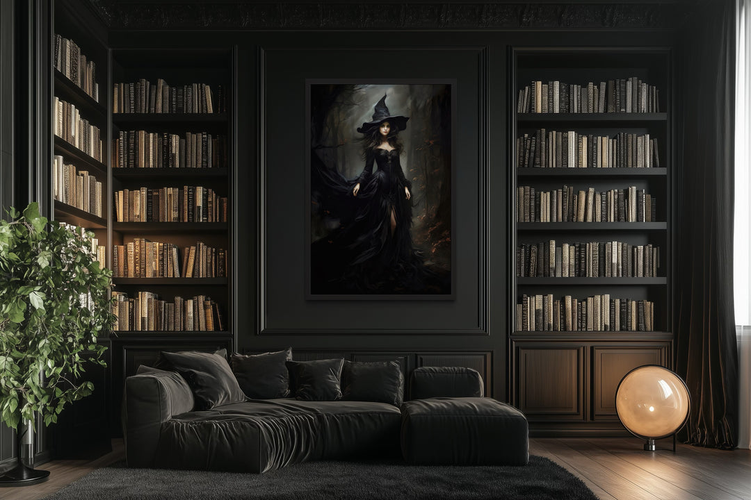 Beautiful Witch In Dark Forest Gothic Wall Decor