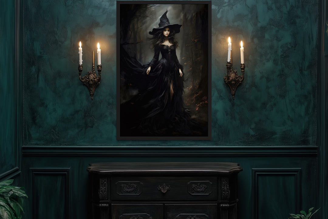Beautiful Witch In Dark Forest Gothic Wall Decor