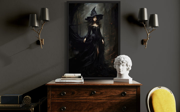 Beautiful Witch In Dark Forest Gothic Wall Decor