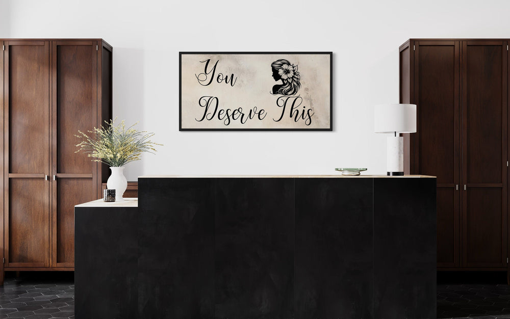 Beauty Salon Wall Art – Framed Canvas With Motivational Salon Sign | Elegant Spa Decor