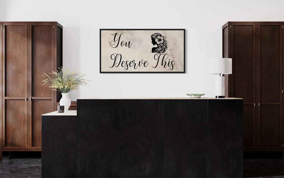 Beauty Salon Wall Art – Framed Canvas With Motivational Salon Sign | Elegant Spa Decor