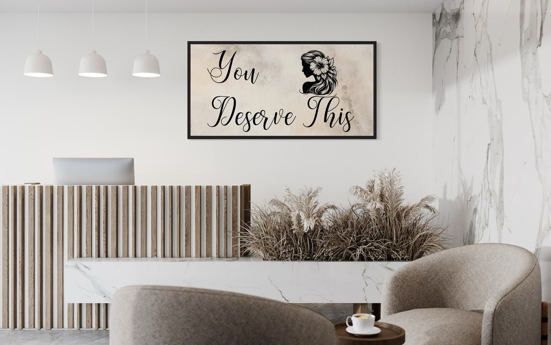 Beauty Salon Wall Art – Framed Canvas With Motivational Salon Sign | Elegant Spa Decor