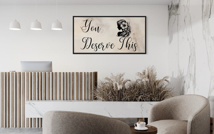 Beauty Salon Wall Art – Framed Canvas With Motivational Salon Sign | Elegant Spa Decor