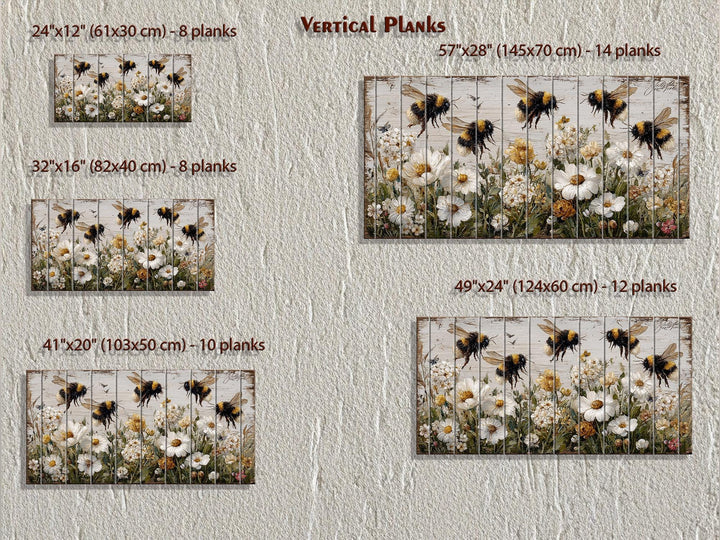 Bees and Daisies Distressed Wood Wall Art