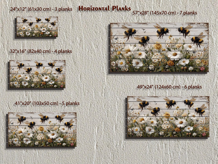 Bees and Daisies Distressed Wood Wall Art