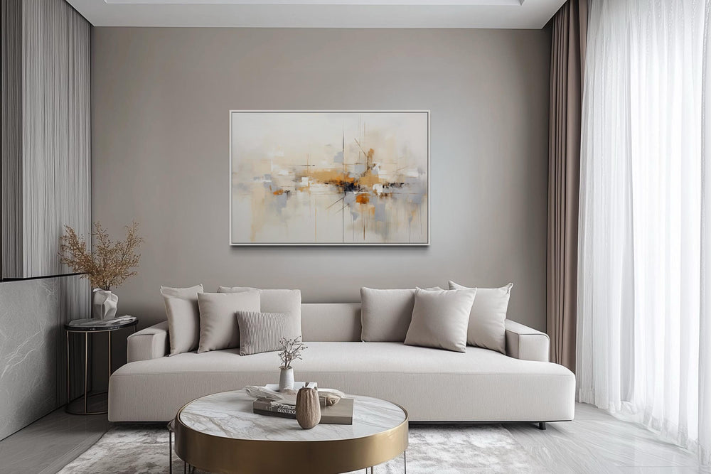 Beige Grey Brown Neutral Abstract Modern Minimalist Canvas Print