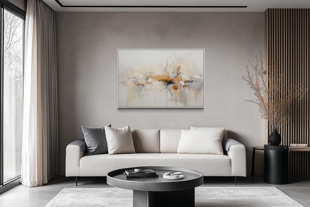 Beige Grey Brown Neutral Abstract Modern Minimalist Canvas Print