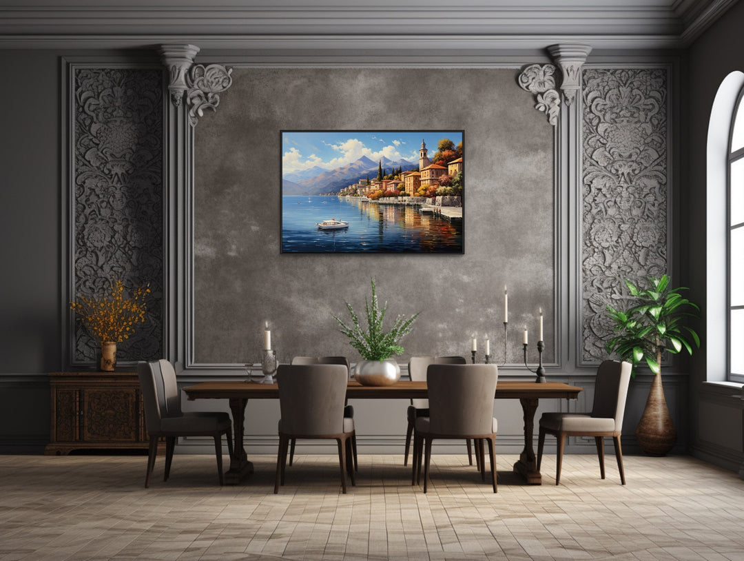 Bellagio Lake Como Landscape Framed Canvas Wall Art