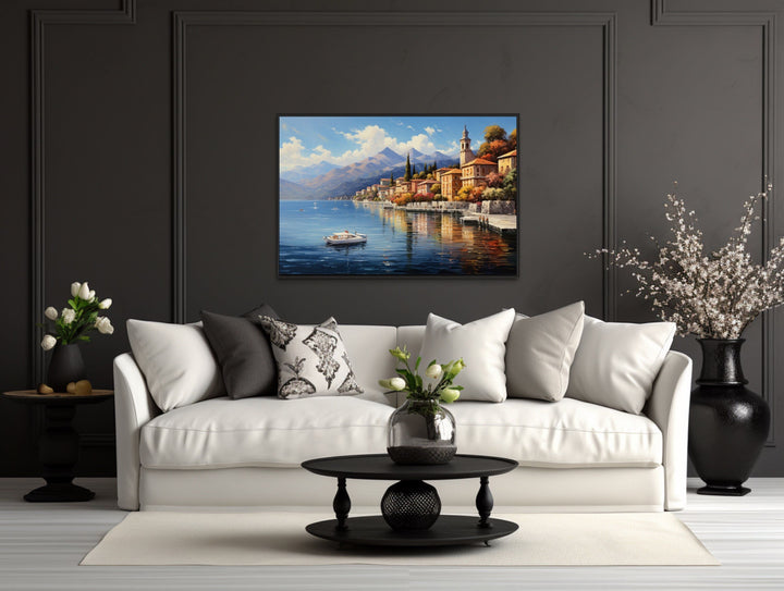 Bellagio Lake Como Landscape Framed Canvas Wall Art