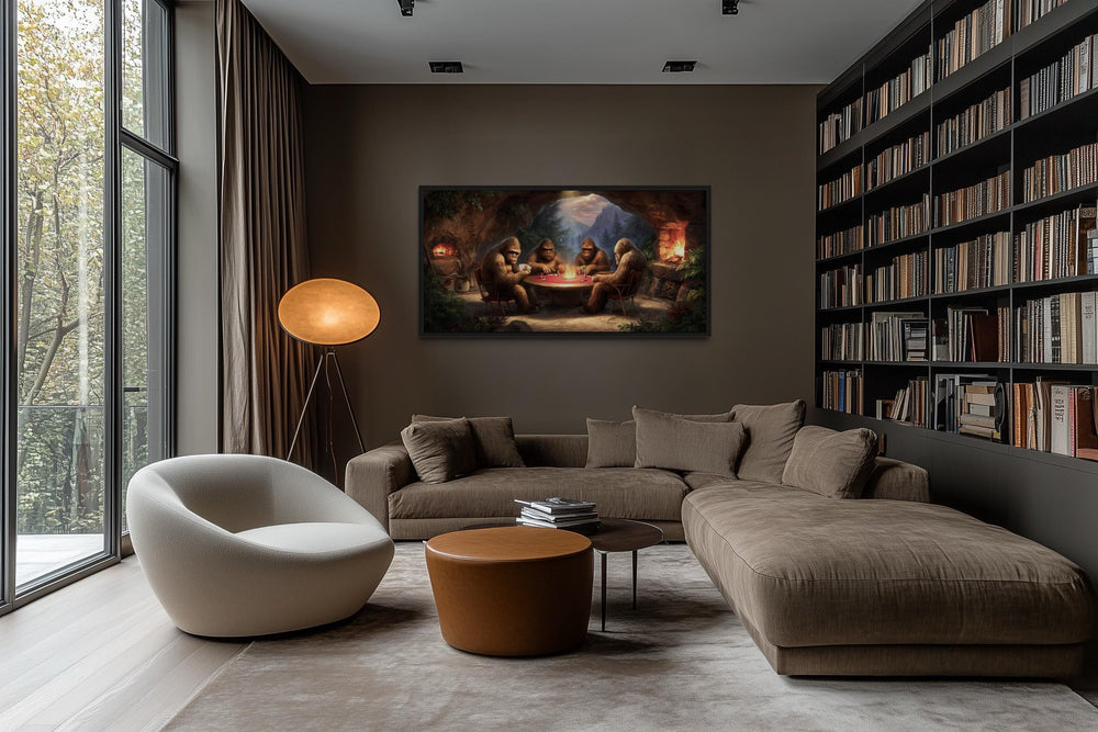Bigfoot Playing Poker Canvas Wall Art