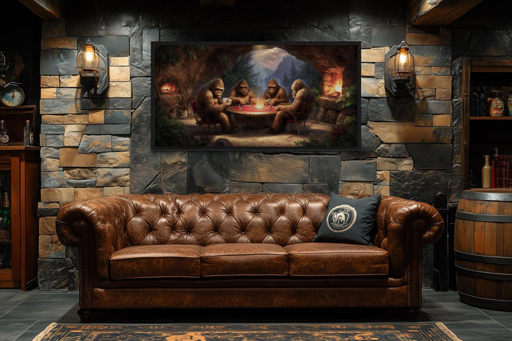 Bigfoot Playing Poker Canvas Wall Art