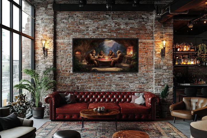 Bigfoot Playing Poker Canvas Wall Art