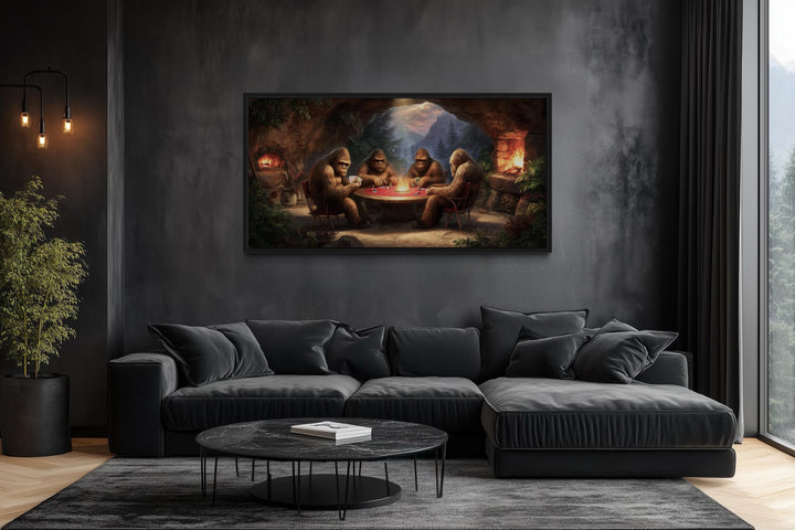 Bigfoot Playing Poker Canvas Wall Art