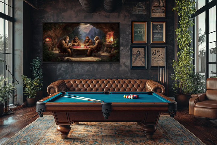 Bigfoot Playing Poker Canvas Wall Art