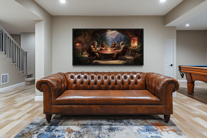 Bigfoot Playing Poker Canvas Wall Art