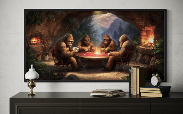 Bigfoot Playing Poker Canvas Wall Art
