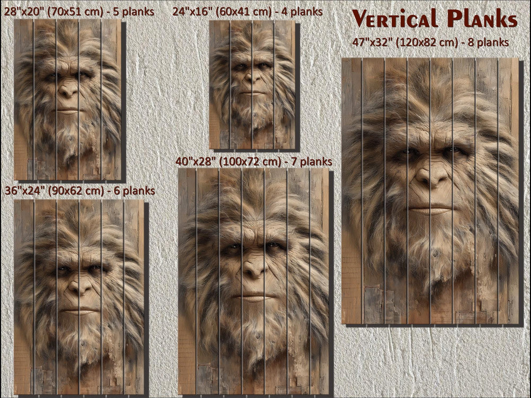 Bigfoot Portrait Distressed Wood Wall Art