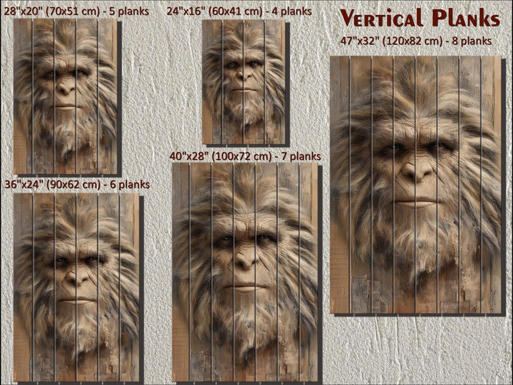 Bigfoot Portrait Distressed Wood Wall Art