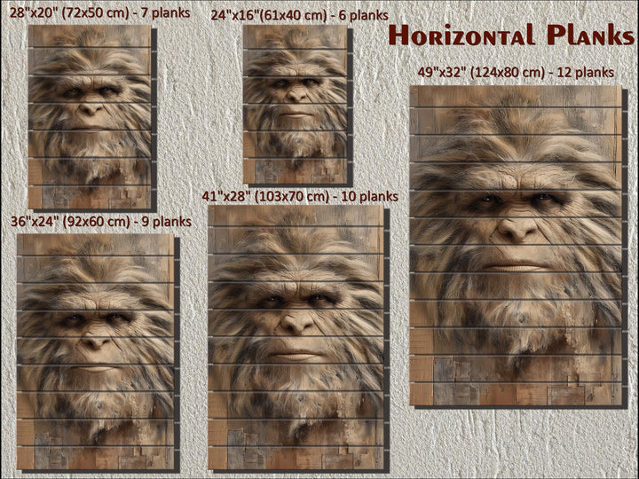 Bigfoot Portrait Distressed Wood Wall Art
