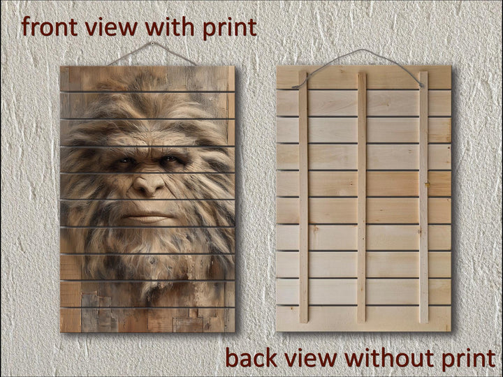 Bigfoot Portrait Distressed Wood Wall Art