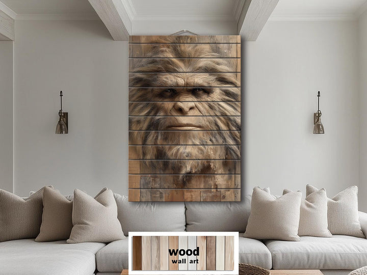 Bigfoot Portrait Distressed Wood Wall Art