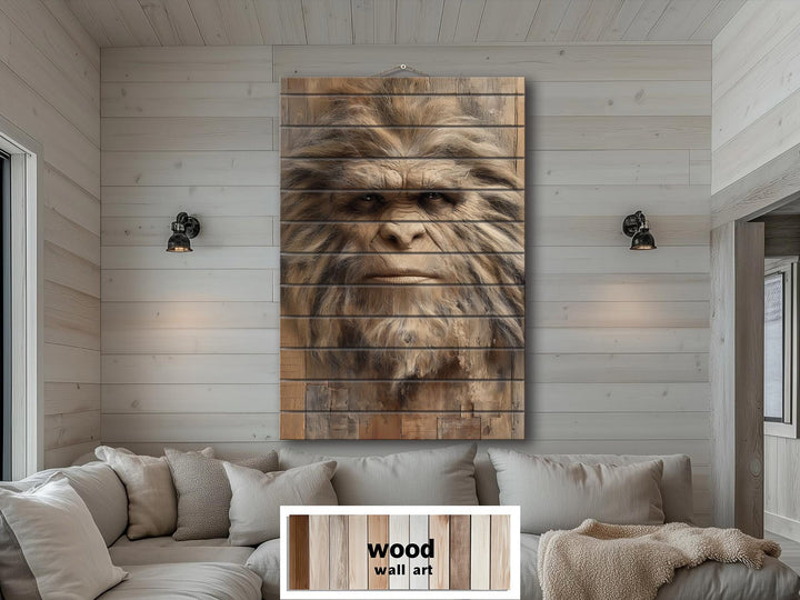 Bigfoot Portrait Distressed Wood Wall Art